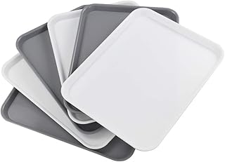 Rectangular Plastic Serving Trays, Fast Food Serving Cafeteria Trays,17.2" X 13.4", Set of 6