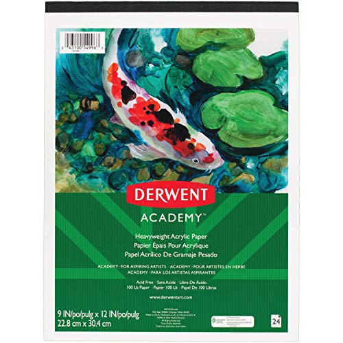 Tampon de peinture acrylique Derwent Academy bloc papier blanc 24 feuilles format 9x12