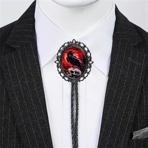 Image of Jeilwiy Bolo Tie for Men Western Cowboy Gothic Bolo Tie Necklace Halloween