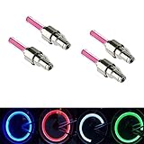 WHOSEE 4-Pack Pink Bike Bicycle Car Wheel Motorcycle Tire Valve Cap Neon Lamp LED Flash Light