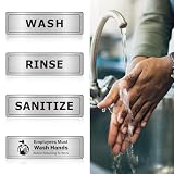 Wash Rinse Sanitize Sink Labels, 3 Compartment Sink Stickers with Employees Must Wash Hands Sign, Commercial...