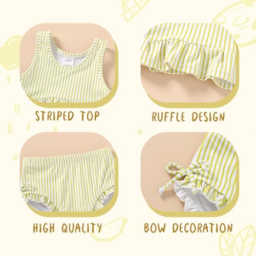 Image of HAPPYMA Baby Swimsuit Toddler Girl Bathing Suit Summer Stripe Bikini Set Beach Two Piece Swim Wear