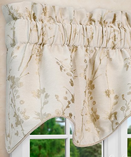 Simple Comfort Meadow Textured Open Floral Pattern (Scallop Valance, 50 X 15, Linen) #TOP3
