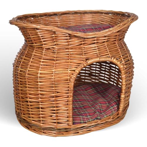 OKAFFAREFATTO MADDALONI Cuccia cesto lettino igloo a due piani in vimini naturale con due cuscini