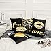 Monkeysell Pack of 4 Black and Gold Throw Pillow Covers,Love Lips Bronzing Rock Punk Square Pillow Case 18 inches (Black)