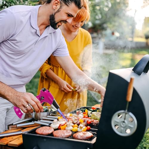 Image of TBTEEK Butane Torch T901, Kitchen Torch Cooking Torch with Safety Lock & Adjustable Flame for Cooking, BBQ, Baking, Brulee, Creme, DIY Soldering(Butane Not Included), Rose