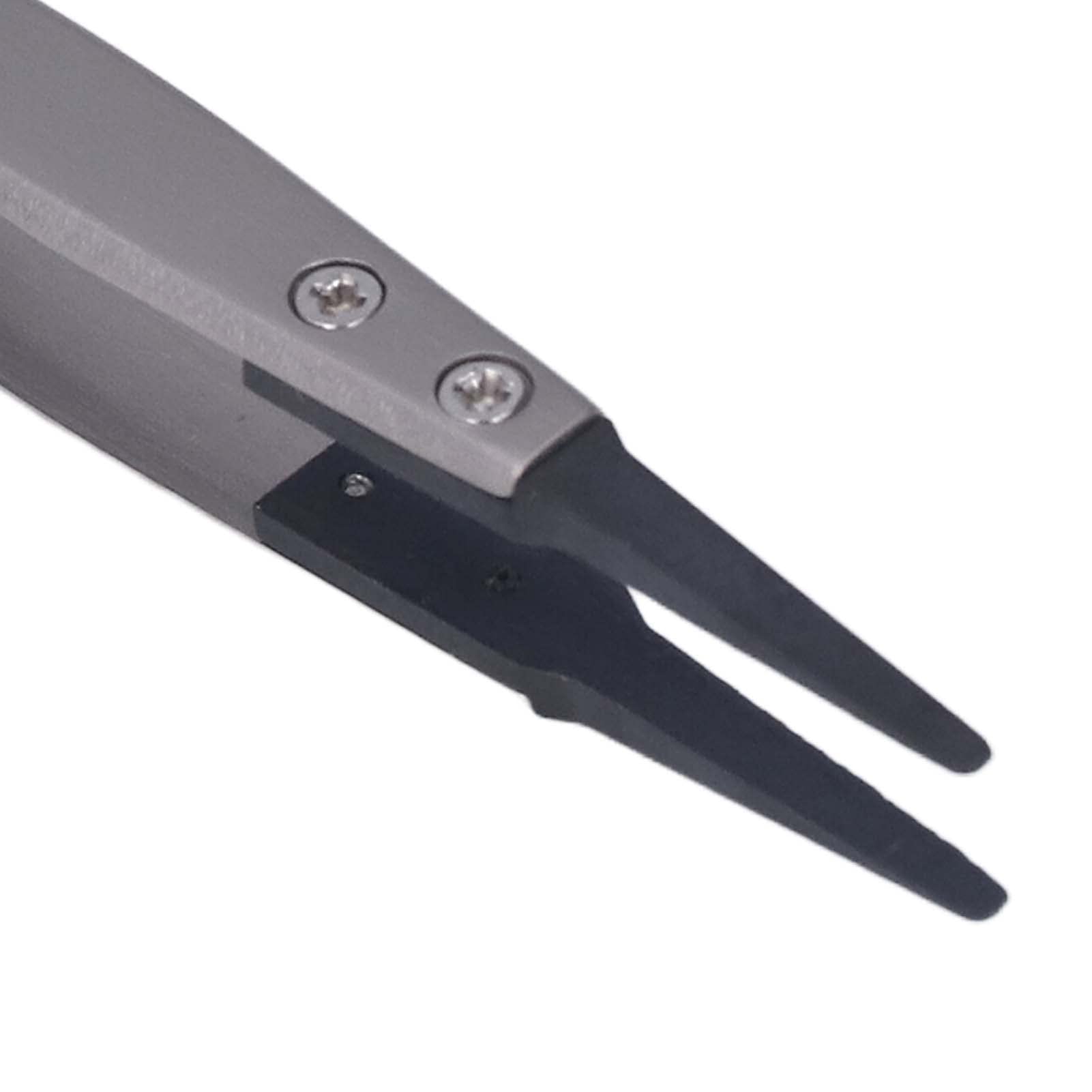 Round Elbow Antistatic Tweezers Interchangeable Plastic Tip Electronic Repair Tool for Various Industries