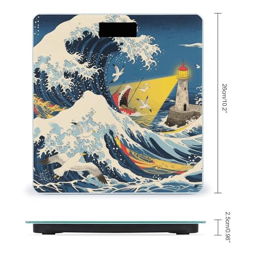 Balanzas de baño digital con diseño japonesa The Great Wave miniatura 2