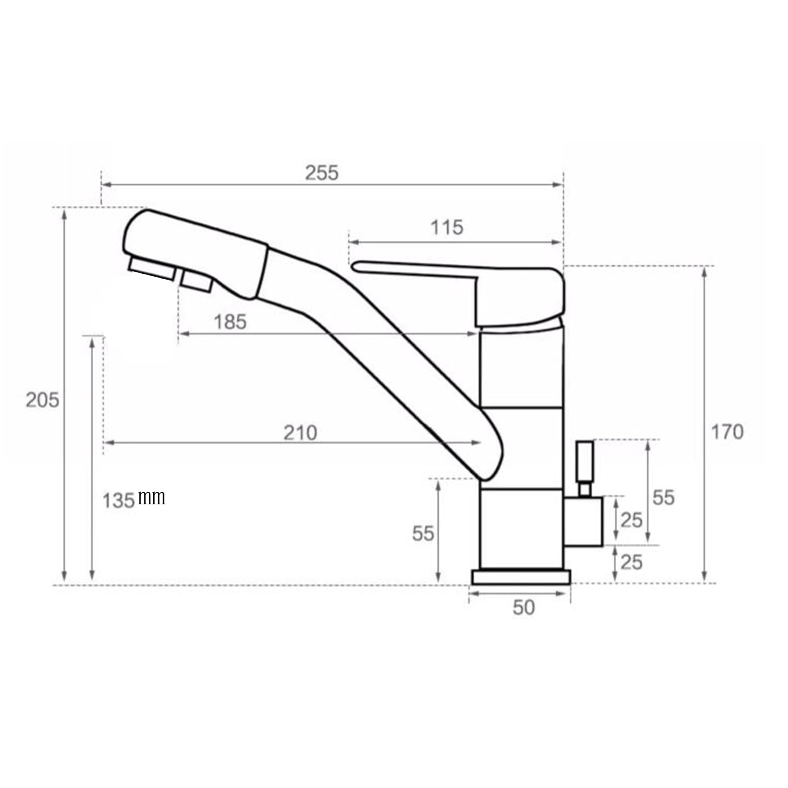 Robinet de Filtre à 3 Voies pour évier de Cuisine, Robinet de Filtre à Eau à 3 Voies, Robinet d'évier de Cuisine pivotant en Laiton, robinets d'évier de Cuisine 3 en 1 -