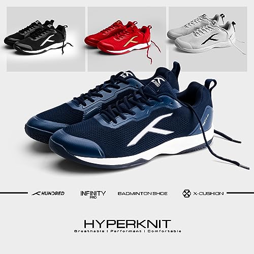 Image of Hundred Infinity Pro Badminton Shoes (Non Marking) | Also Perfect for Squash, Table Tennis, Volleyball, Basketball & Indoor Sports | Lightweight & Durable | X-Cushion