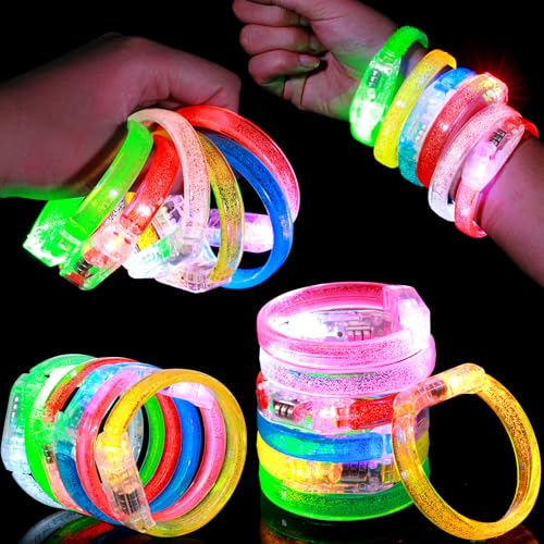 Mikulala 12 pulseras luminosas para niños, pulseras intermitentes en la...