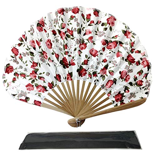 Rangebow Elegante de Estilo Ascot Tela de Seda Ventilador de Mano, Tela, AS13