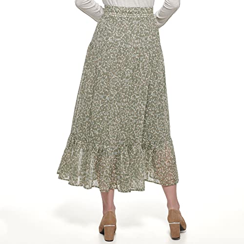 Dkny Women's Chiffon Ruffle Printed Sportswear Skirt, Parchment Multi, Medium #TOP3