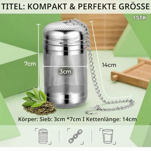 Foto von Teesieb Für Losen Tee,Teeei Für Losen Tee,Teeei,Teesieb Für Teekanne,Aus 316 Edelstahl Für Losen Tee Mit Kettenhaken,Wiederverwendbar,Extra Feinem Netz,Zum Einhängen An Teekannen Und Tassen