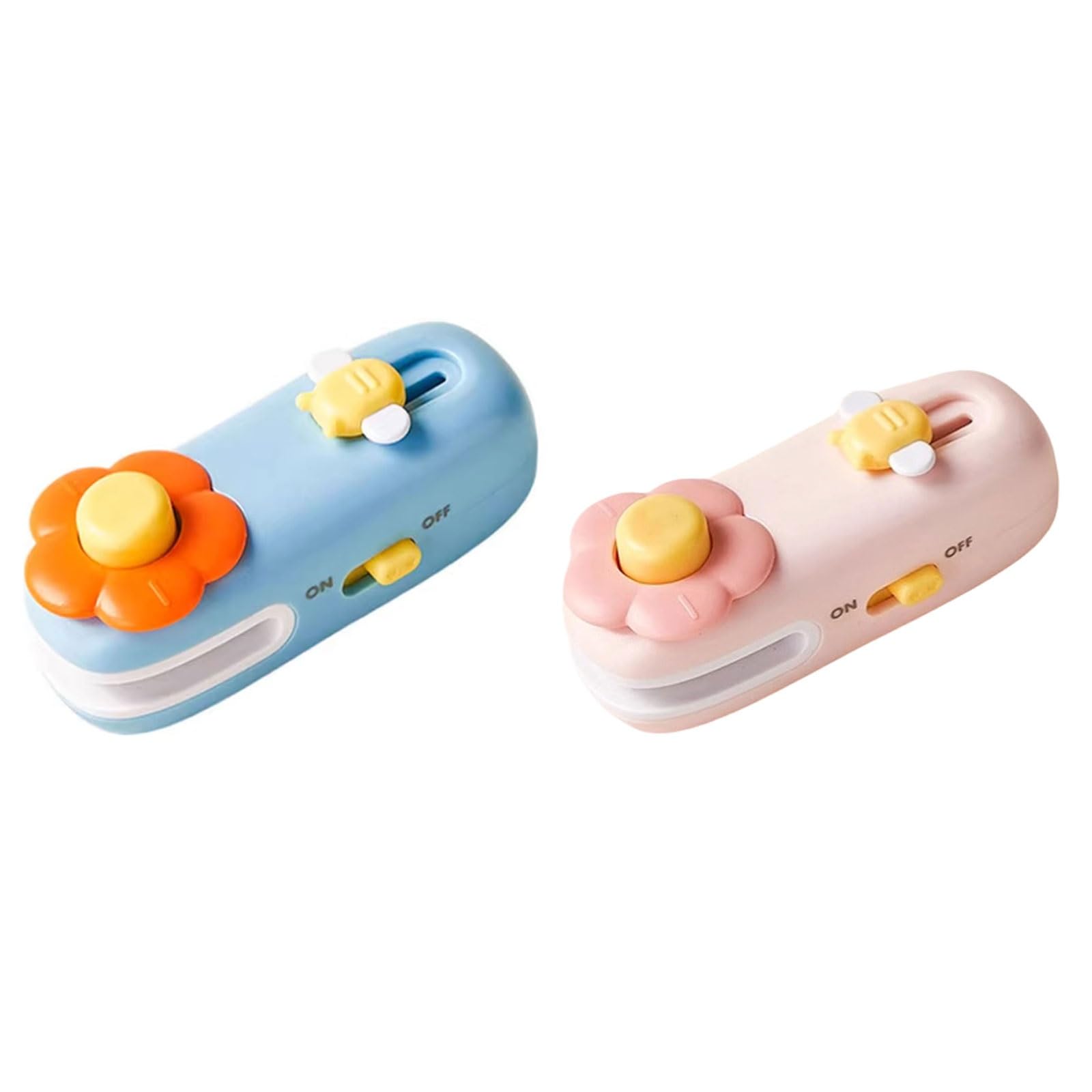 máquina de envasado al vacío, Mini selladora recargable con cortador integrado, 2 funciones en 1, ideal for la cocina del hogar(Blue+pale Red)