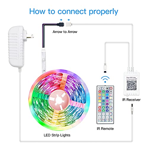 Fonewe 50Ft Led Lights For Bedroom Music Sync Led Light Strips Color Changing Lights For Bedroom Led Strip Lights With App And Remote Control #TOP5
