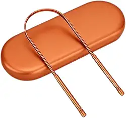 Kit Raspador Limpador De Língua Com Estojo Inox STX (Cobre)