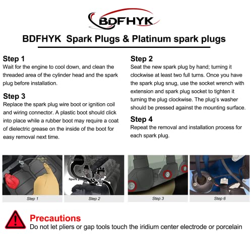 Bdfhyk Set Of 8 Platinum Spark Plug Compatible With Ford Expedition F150 F250 F350 F450,Lincoln Mark Lt Navigator,5.4L 6.8L V8 V10 Engine Replacement For Sp515 Sp546 #TOP6