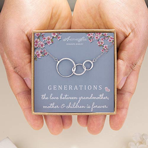 Generations Necklace for Grandma Gift - Sterling Silver Infinity 3 Circle CZ Necklace Mom Granddaughter Grandson Mothers Day Jewelry Birthday Gifts4