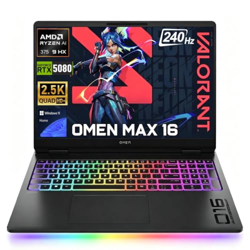 Image of HP OMEN Max 240Hz Ryzen AI 9 HX 375 RTX 5080 Gaming Laptop | 64GB DDR5, 2TB