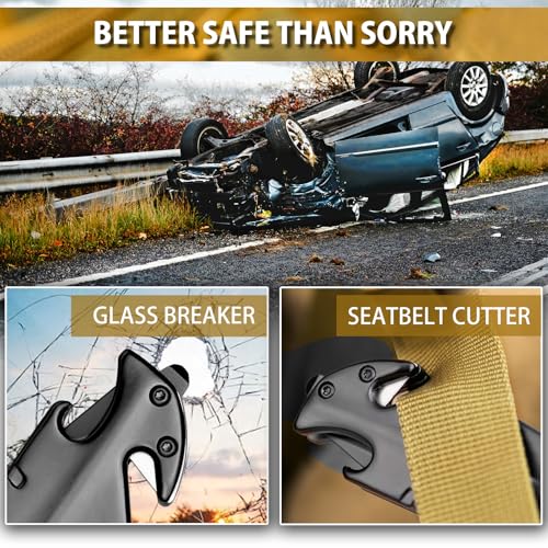 Image of NedFoss FA48 Tactical Knife, 5-in-1 Serrated Pocket Knife for Men Women | 8Cr14Mov Steel Camping Folding Knife with Aluminum Handle, Bottle Opener, Glass Breaker, Seatbelt Cutter, Wrench, Liner-Lock