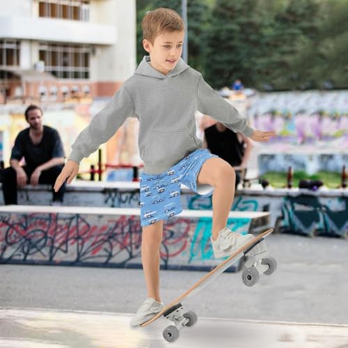 Boys Athletic Shorts with Pockets Blue Car Running Basketball Shorts for Youth Elastic Waist Size 7-82