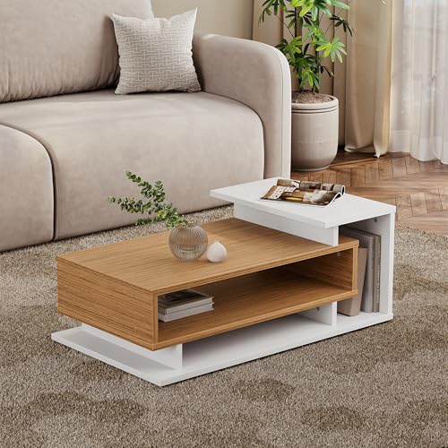Image of Wakefit Center Table | 1 Yr Warranty | Coffee Table for Living Room Wooden, Tea Table for Living Room Wooden, Sofa Table, Free Installation from Brand, Modern Multi-Functional & Wobble-Free(Storiva)
