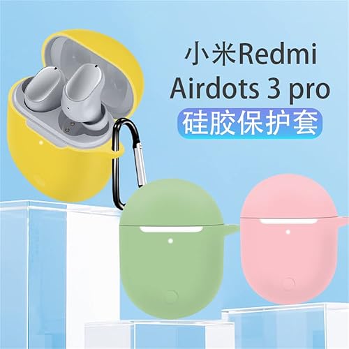 Miniatura 7 de DAYJOY - Juego de 2 fundas protectoras de silicona suave compatibles con auriculares Xiaomi Redmi Airdots 3Pro, funda protectora con llavero (rojo y