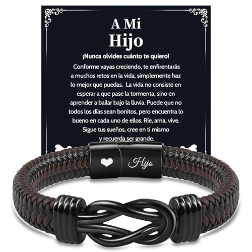VU100 Pulsera para Hijo Regalo para Hijo Regalo de Cumpleaños para Niño Pulsera de Cuero para Hijo...