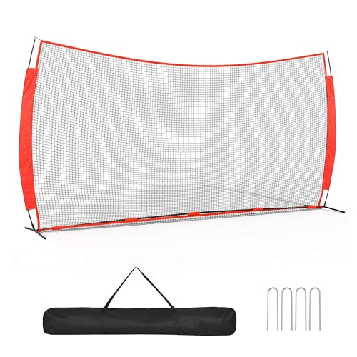Shopsource 20x10ft Barricade Backstop Net, Ball Sports Barrier Netting, Protection Screen for Baseball Softball Lacrosse Soccer Hockey Training for Backyard with Carry Bag