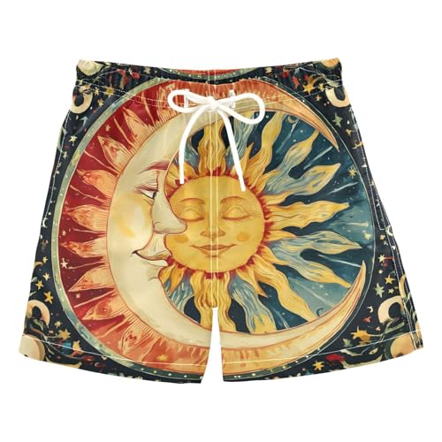 Boys Swim Trunks Astrology Sun Moon Face Toddler Swim Shorts Beach Board Shorts Swimsuit