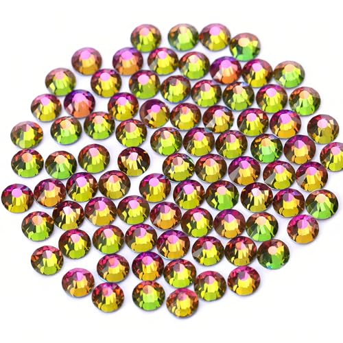 Image of Novani Crystal Rhinestones, Flatback Loose Gemstones 288pcs Glass Rhinestones for Clothes Shoes Crafts Makeup Nail Art and DIY Decorations(SS30, Rainbow)