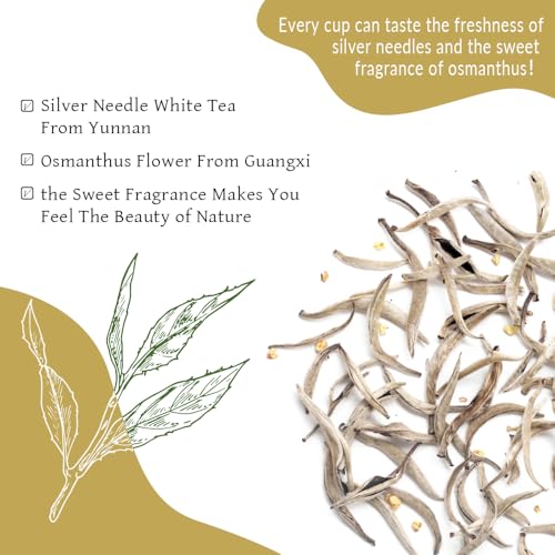LWXLJMJZC Osmanthus Duft Silver Needle Weißer Tee - Loseblätter - Mit Osmanthus Blüten gemischt, 50g/1.76oz
