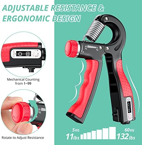 VINTEAM Wrist Strengthener, Hand Grips Strengthener with 5-60KG Adjustable Resistance Forearm Strengthener, Finger Strengthenerfor Hand Exercise
