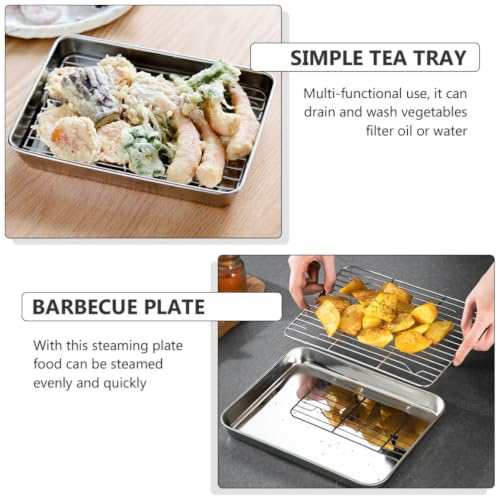 Bandeja de acero inoxidable duradera con rejilla superior elevada 8