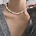 Elegant Layered Pearl Choker Necklace for Women Twisted Two Strand Statement Collar Necklaces Sparkling Faux Pearl Beaded Necklace Fashion Jewelry (White Silver)