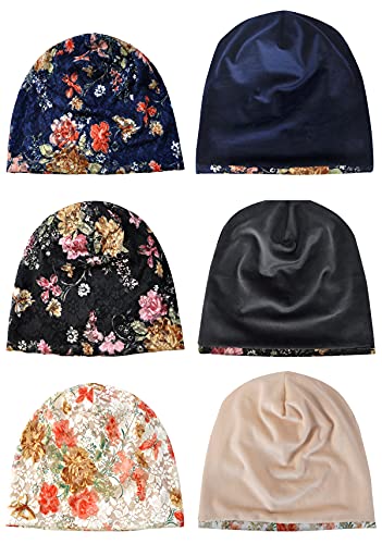 Jemis Women's Baggy Slouchy Beanie Chemo Cap For Cancer Patients (3 Pack Beige & Black & Navy - Velvet) #TOP1
