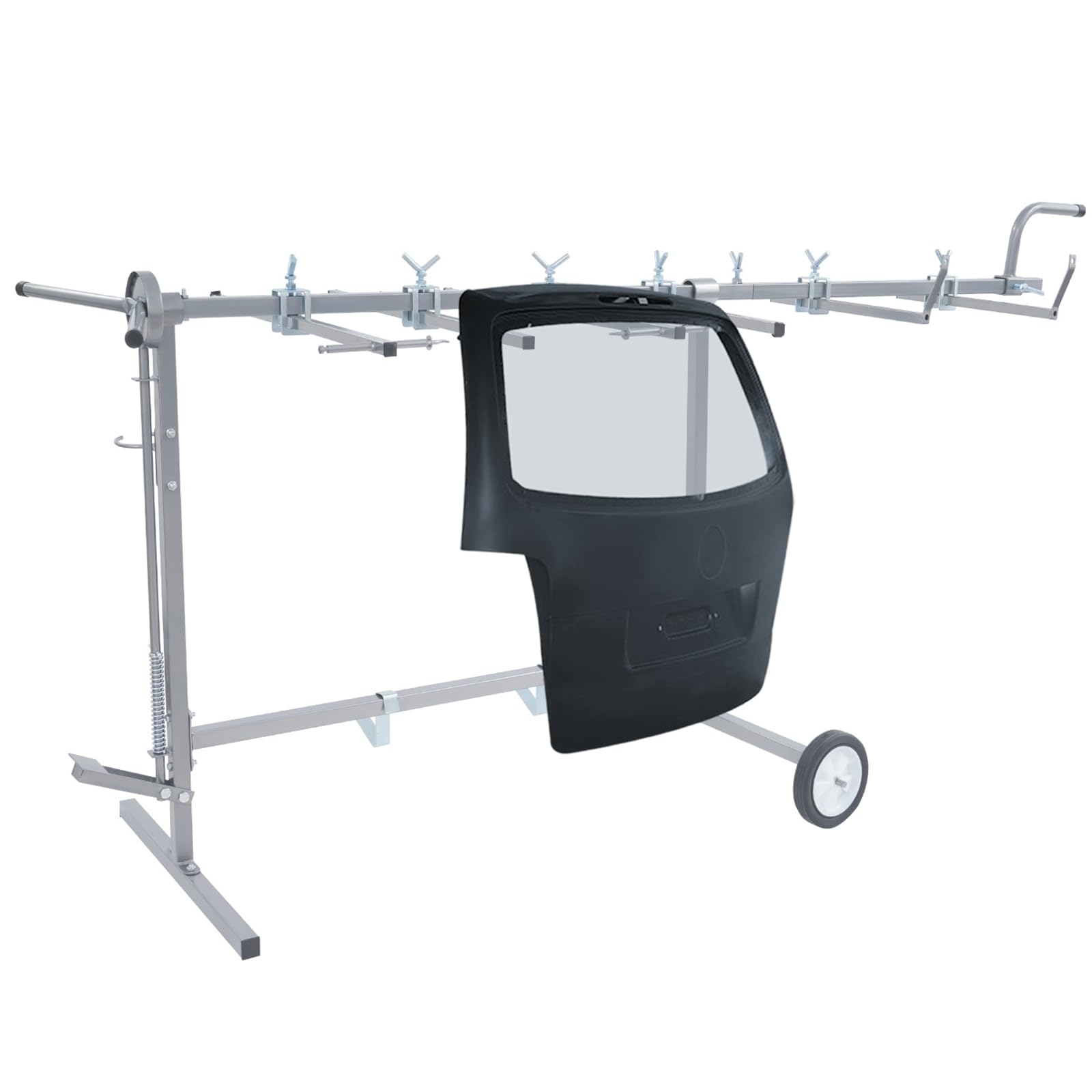 Auto Body Paint Rack with 2 Wheels & 6 Hooks 360° Rotatable Car Body Paint Rack Panel Tree Bracket Heavy Duty Auto Paint Stand Panel Holder for Car Bumpers Fenders Doors Hoods, 440.92lbs Load-bearing