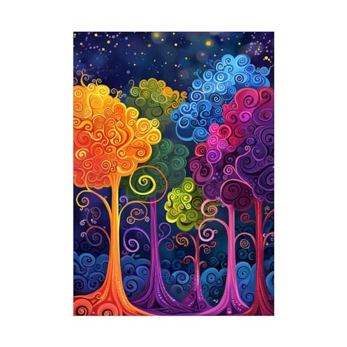 Impression sur toile arbres colorés tableau moderne 60x80cm sans cadre décoration murale salon