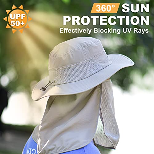 Truscend Fishing Sun Hats For Men, Upf50+ Waterproof Wide Brim Hats For Fishing & Hunting With Face Covering & Neck Flap #TOP1