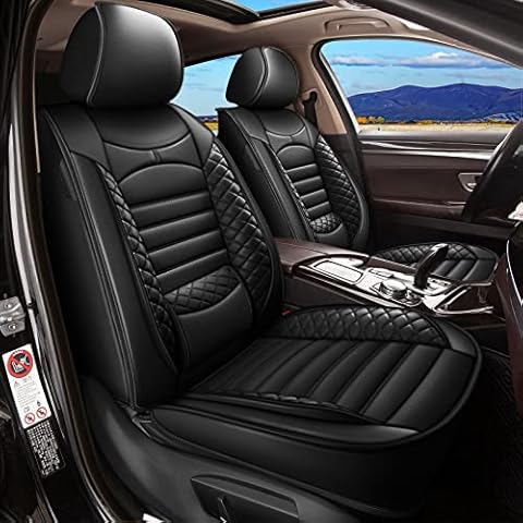 JIAMAOXIN Car Seat Covers Fit for Infiniti Q50 2014-2024 2025 Full Set 5 Seats Faux Leather Waterproof Seat Cover Protector Compatible Airbag Black Cover