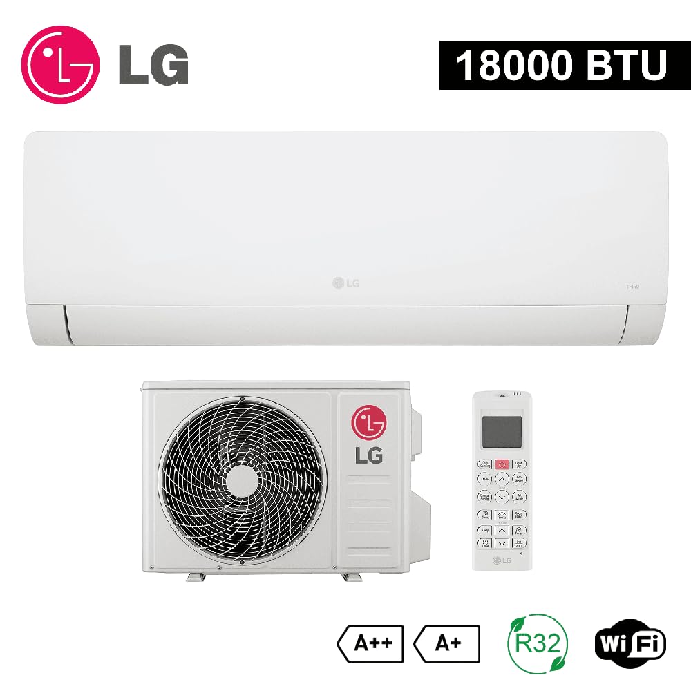 LG Climatiseur Mono Split 18 000 Btu Libero WZ18 (WZ18AWN.SNU1+WZ18AWU.SUU1), Climatiseur Inverter R32 A++/A+, Pompe à Chaleur WiFi, Blanc Mat
