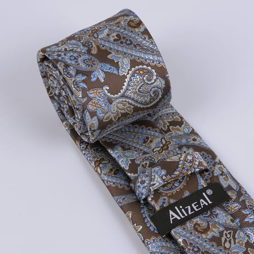 Image of Alizeal Mens 3.15'' Vintage Paisley Tie Pocket Square Set | Elegant Perfect for Banquet Wedding and Party