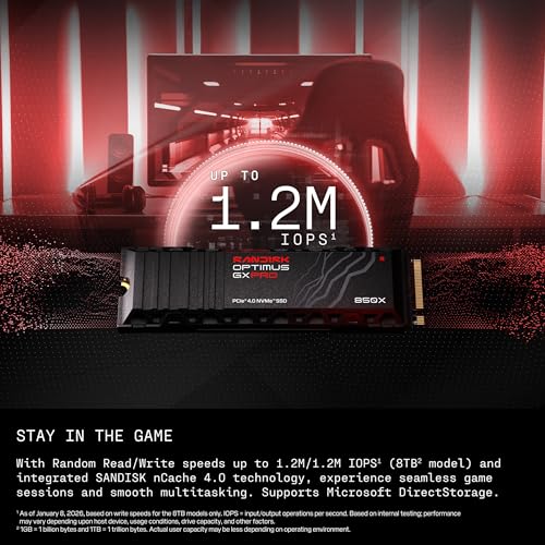 Image of Sandisk Optimus GX PRO 850X 2TB NVMe SSD with Heatsink, PCIe 4.0, M.2 2280