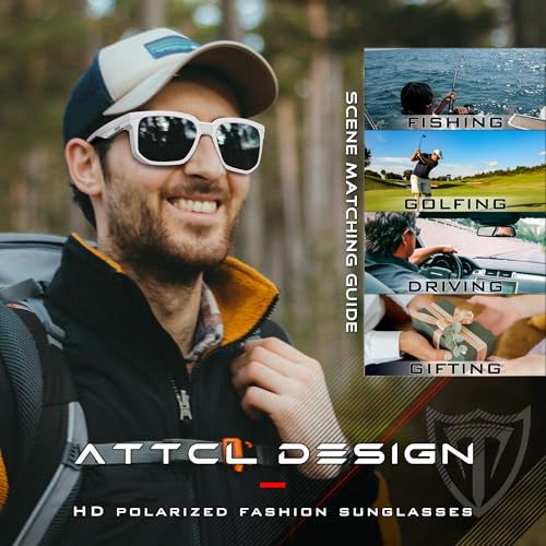 ATTCL Bundle HD Night Driving Glasses for Men: Anti Glare Yellow Tinted Night Vision Driving Glasses for Glare Reduction and Nighttime Driving:(2238B-White-Grey)+(2238-yeshi)3