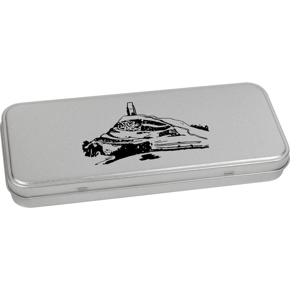 Azeeda 'Glastonbury Tor' Metal Hinged Stationery Tin/Storage Box (TT00078402)