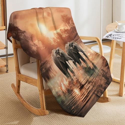 Couverture éléphants idéale pour canapé lit et soirées camping cocooning - 7