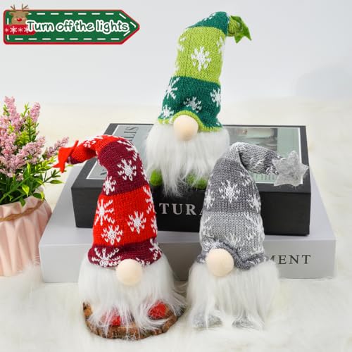 Akxlax Weihnachtswichtel Mit Timer - 3-tlg. Skandinavische Deko Mit Beleuchtung Für Festlichkeiten