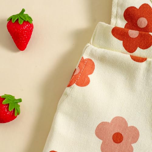 Image of Ayalinggo Toddler Baby Girl Sunflower Print Overalls Shorts with Pocket Suspender Trousers Cute Summer Clothing Outfit