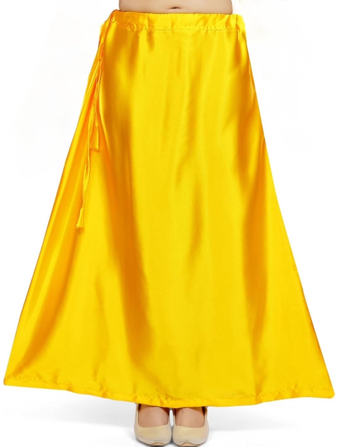 Yellow Colour Satin Petticoat for Women | Yellow Colour Satin Fabric Saree Shapewear or Underskirt or Saya-image-19